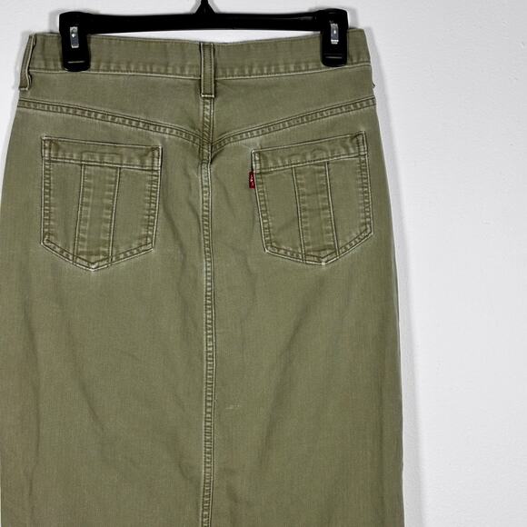 Levi's Surplus Olive Green Maxi Pencil Skirt Women's Size 2 Grunge Skater AS IS - Picture 12 of 16